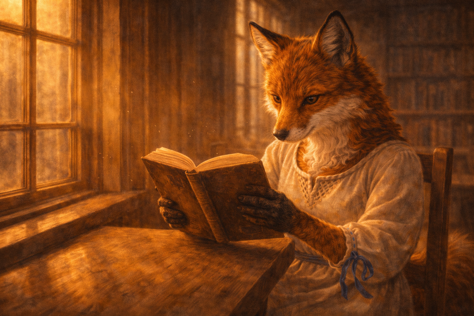Foxyana reading in golden sunlight — Shevchenko's words in the light they were written to outlast